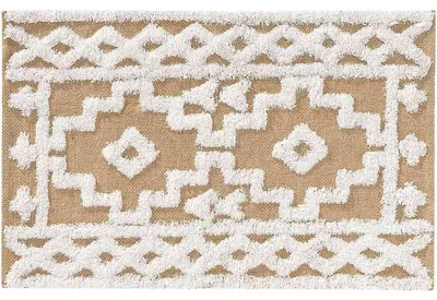 Image de Tapis d'intérieur rectangle en coton à motif ethnique "Medine" - Beige - 120 x 170 cm