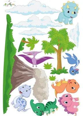 Produktbild von Wandtattoos – Dinosaurier und Vulkan – Selbstklebende Aufkleber – 180 x 120 cm