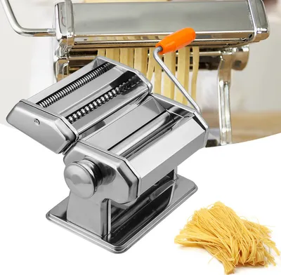 Produktbild von SWANEW Manuelle Nudelmaschine Edelstahl Pastamaker Nudeltrockner, Linguineaufsatz für Spaghetti, Lasagne, Tagliatelle Silber