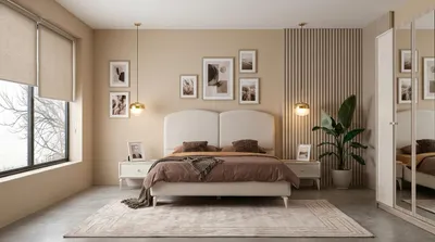 Image de Ensemble chambre comprenant : lit, tête de lit et 2 tables de chevet