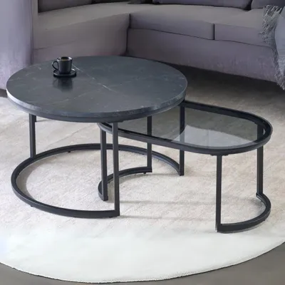 Produktbild von Modernes 2er Set Couchtisch MARMO 72cm schwarz