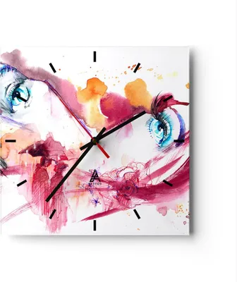 Produktbild von Wanduhr - Quadrat - Glasuhr - weiblich Blume Sommer Flitterwochen - 40x40cm - Schleichendes Uhrwerk - Lautlos - zum Aufhängen bereit - Dekoration Modern - Wanddekoration aus Glas - C3AC40x40-3059