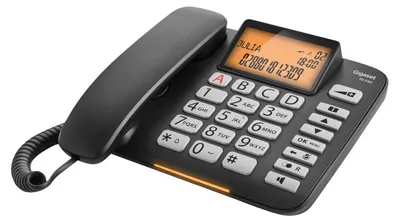 Produktbild von Gigaset DL580, Analoges Telefon, Kabelgebundenes Mobilteil, Freisprecheinrichtung, 99 Eintragungen, Anrufer-Identifikation, Schwarz