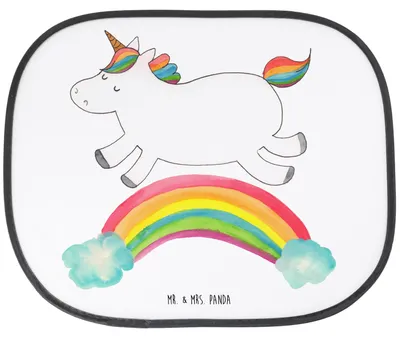 Produktbild von Mr. & Mrs. Panda Sonnenschutz Auto Einhorn Regenbogen - Weiß - Geschenk, Glitzer, saugnapf, Unicorn, Erwachsenwerden, Einhornpower, hitzeschutz, Sonnenblende, Fenster