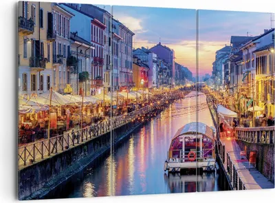 Produktbild von Bild auf Leinwand - Leinwandbild - 3 Teile - Kanal Grande Abend - 165x110cm - Wand Bild - Wanddeko - Wandbilder - Leinwanddruck - Bilder - Wanddekoration - Leinwand bilder - Wandbild - CE165x110-4331