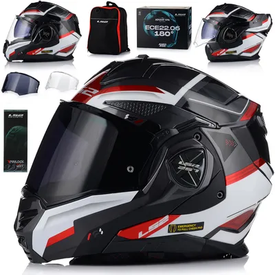 Image de LS2 FF901 Advant X Spectrum casque pliable, noir/blanc/rouge, M (57/58)