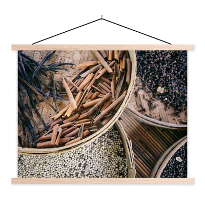 Produktbild von MuchoWow® Textilposter Kräuter auf der Kaffeeplantage 60x45 cm mit holzfarbenen Rahmen - Bild
