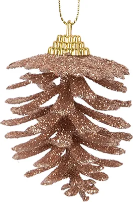 Produktbild von Clayre & Eef Weihnachtsanhänger Tannenzapfen Ø 5x7 cm Braun Kunststoff