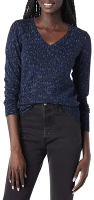 Immagine prodotto di A. Maglia a maniche lunghe leggera da donna, scollo a V, colore blu navy