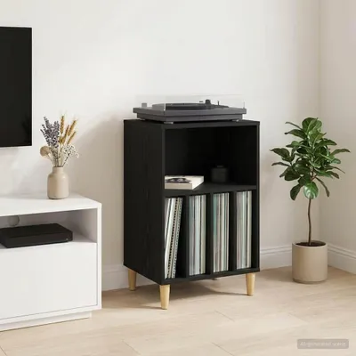 Produktbild von Möbel Plattenspielerständer Schwarz Eichen-Optik 47 x 39,5 x 74,5 cm - CD- & DVD-Regale &2989