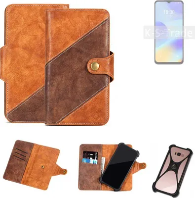 Produktbild von K-S-Trade Handyhülle Schutzhülle Bookstyle Case Wallet-Case kompatibel mit Meizu M10 Cover Klapphülle Kantenschutz Smartphone dunkelbraun braun 1x