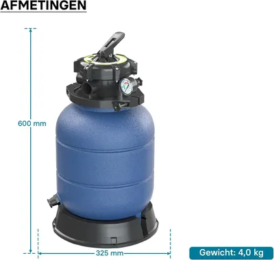 Obrázek produktu pro Filtr na písek do 21,5 kg, filtrační nádoba pro bazény do objemu 35 m³, filtr do bazénu s 5 nastavitelnými režimy, systém filtrace na písek