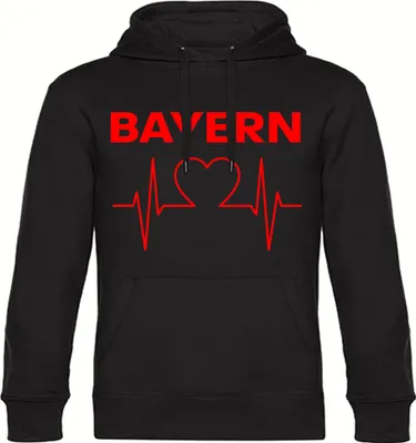 Produktbild von multifanshop Kapuzen Sweatshirt - Bayern - Herzschlag, schwarz, Größe L