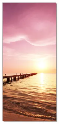 Produktbild von Wallario selbstklebende Türtapete 93 x 205 cm - Auf dem Weg zur Sonne Steg am Meer - Abwischbar, rückstandsfrei zu entfernen