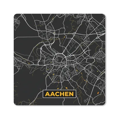 Produktbild von MuchoWow® Mauspad Mousepad Aachen - Gold - Stadtplan - Karte - Deutschland 20x20 cm - Mousepads - Maus Mat - Pad - Mausunterlage - Desk Mat - Bureauartikeln