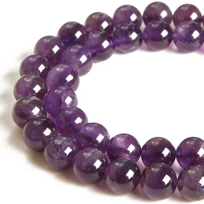 Productafbeelding van Amethistparels - Natuurlijke edelsteenparels, rond - Voor sieraden maken - 60 stuks, 6 mm
