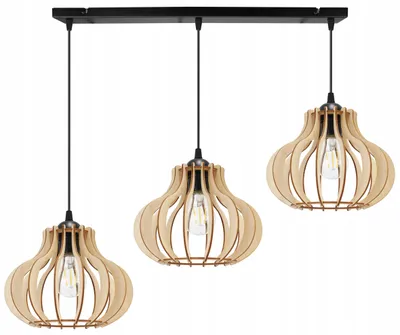 Image de Suspension, lustre, bois, abat-jour LED