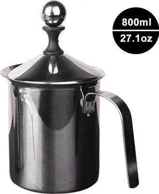 Image de chauffe-lait manuel 800ml - Chauffe-lait en acier inoxydable - Chauffe-lait cappuccino manuel