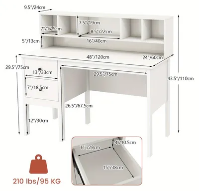 Productafbeelding van Bureau - Werktafel - Schrijftafel - Werkplek - Thuiswerkplek - MDF en Hout - 120 cm Breed Werkblad
