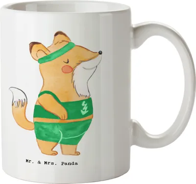 Produktbild von Mr. & Mrs. Panda haferl Sportler Herz - Weiß - Geschenk, Trinkbecher, Teetasse, Tasse, Kaffeebecher, Becher, Kaffeetasse