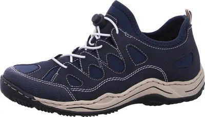 Produktbild von Rieker Damen Sneaker Low Slipper Halbschuh mit Wechselsohle und Gummizug L0551, Größe:41 EU, Farbe:Blau