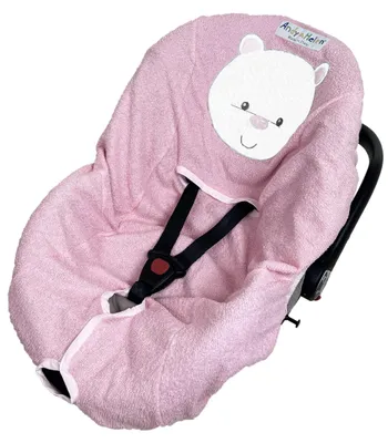 Productafbeelding van Badstof hoes voor babyzitjes, geborduurd, roze, voor babyzitje