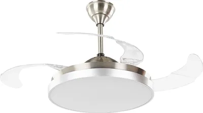 Obrázok produktu pre BELIANI Stropný ventilátor so svetlom ventilátor strieborný syntetický materiál kovový so 4 lopatkami a diaľkovým ovládaním