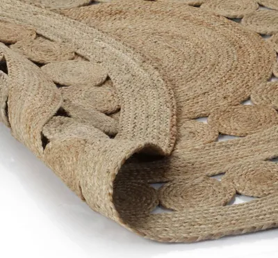 Produktbild von vidaXL Dywan tkany wzór juta 120 cm okrągły