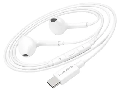 Immagine prodotto di Mayaxess, auricolari in-ear USB-C con microfono per iPhone 16 Pro, bianco