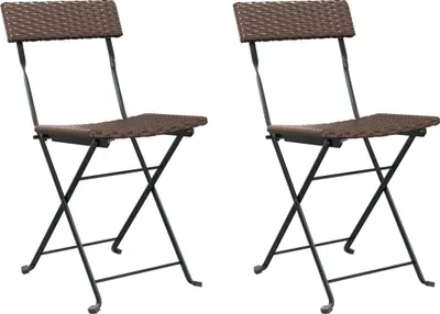 Productafbeelding van vidaXL Klapstoelen, 2 stuks, bruin, van polyrotan en staal