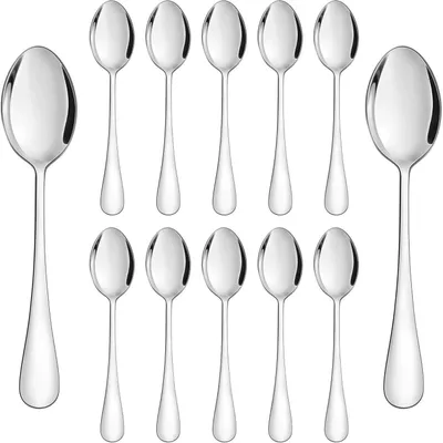 Productafbeelding van Soeplepels, set van 12 stuks, roestvrij staal, 20,3 cm, hoogglanzend gepolijst, vaatwasmachinebestendig