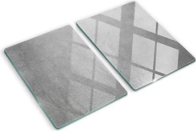 Produktbild von Tulup Glas Herdabdeckplatte - 2x40x52 cm - Glaskeramikkochfeld-Abdeckung Spritzschutz Glasabdeckplatte Kochplattenabdeckung und Schneidebrett - Zweiteilig - Kunst: modern & klassisch - Graue Wand - Grau