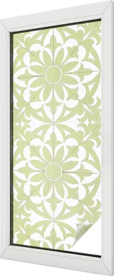Obrázek produktu pro Vitrážová fólie na okno - 116x50 cm - vitrážový vzor - neprůhledná dekorativní fólie na ochranu soukromí - samolepicí, UV ochrana - zelený šperk
