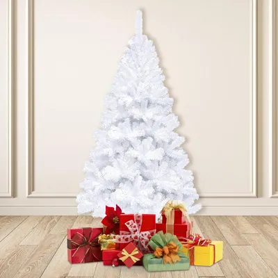 Produktbild von Künstlicher Weihnachtsbaum Tannenbaum mit 220 Spitzen PVC Nadeln ständer & Klappsystem Christbaum weiß 120cm