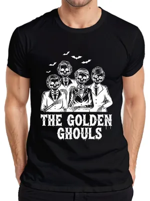 Productafbeelding van Het Golden Ghouls Halloween skelet-oma parodie, griezelig horror heren T-shirt, zwart, maat L
