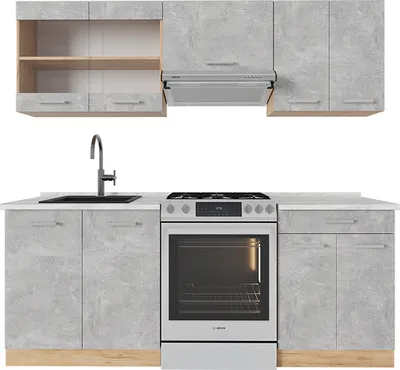 Immagine prodotto di Cucina componibile Vicco R-Line Calcestruzzo/Rovere dorato 200 cm , PL Marmo, Model 53641