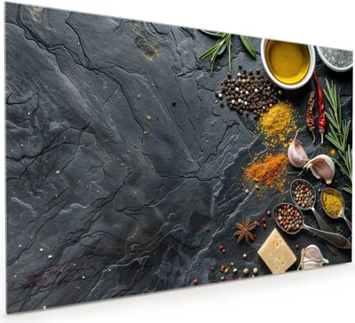 Produktbild von Küchenrückwand Spritzschutz Glas mit Motiv Küche Zutaten 40 x 40 cm