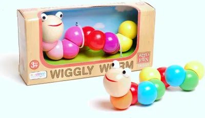 Produktbild von Holzspielzeug Lustiger "Wackelwurm" aus Holz - farblich sortiert - Preis pro Stück
