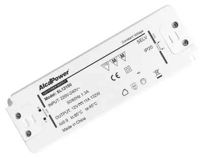 Immagine prodotto di Alcapower Alimentatore Switching 12V 132W 11A per Illuminotecnica IP20 con protezioni integrate da cortocircuito e sovraccarico Slim Design