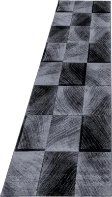 Image de Tapis de couloir pour salon, noir, motif à carreaux, dimensions 80x300 cm