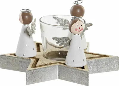 Produktbild von Weihnachtliche Kerzenhalter DKD Home Decor Kristall Holz (17 x 17 x 9 cm)
