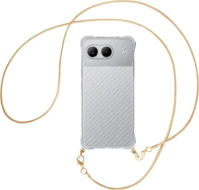 Produktbild von Handykette Backcover-Schutzhülle mit Band (Metall goldfarben) für OnePlus Nord 4 5G - goldfarbene Snake-Kette