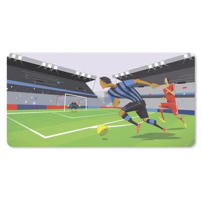 Produktbild von MuchoWow® Schreibtischunterlage Eine Illustration von Spielern, die in einem Stadion Fußball spielen - Junge - Mädchen - Kinder 80x40 cm - XXL Mauspad - Gaming Mauspad