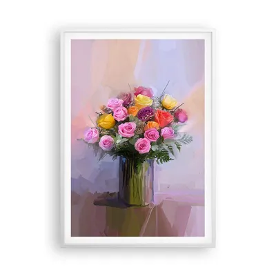 Produktbild von Gerahmtes Poster - Weißer Rahmen - Blumen Vase Grafiken - 70x100 cm - Wand Bild - Wanddeko - Wandbilder - Kunstposter - Wandposter - Bilderrahmen - Bilder - Kunstdruck - Wandbild - P2WPA70x100-4207