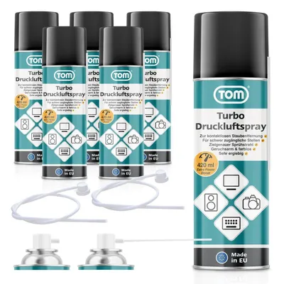 Produktbild von Druckluftspray Reinigungsspray 2in1 Eisspray 6er Set | 420 ml | bis - 50°C | 50 cm Sprühverlängerung | 10 cm Kapillarröhrchen