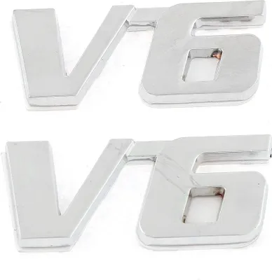 Produktbild von Polish Chrome V6Fender Aufkleber Metall Emblem Aufkleber Trim Badge 2 de