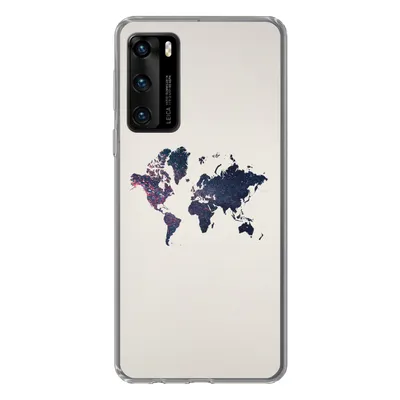 Produktbild von MuchoWow® Handyhülle Schutzhülle Hülle für Huawei P40 Weltkarte - Licht - Rot Silikon Softcase Handy Hülle - Handytasche