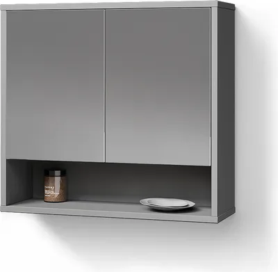 Image de Armoire de toilette Livinity ATERNO Gris 70x65cm avec 2 portes, Model 52845