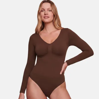 Produktbild von ESTRELL® Damen Shapewear Body mit String – Figurformender Sculpting Bodysuit - Longsleeve
