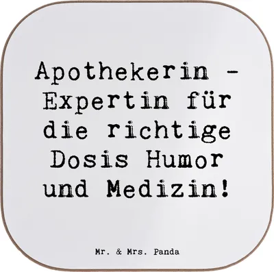 Produktbild von Mr. & Mrs. Panda Untersetzer für Gläser Spruch Apothekerin Humor Expertin - Weiß - Geschenk, Verantwortung, gläseruntersetzer, Glas, Berufsprodukte, Gesundheitstipps